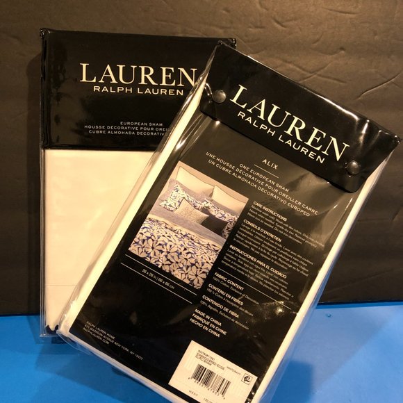 $340 Set of 2 Ralph Lauren Alix Floral Embroidered Cotton Euro Decorative Sham - Picture 5 of 8